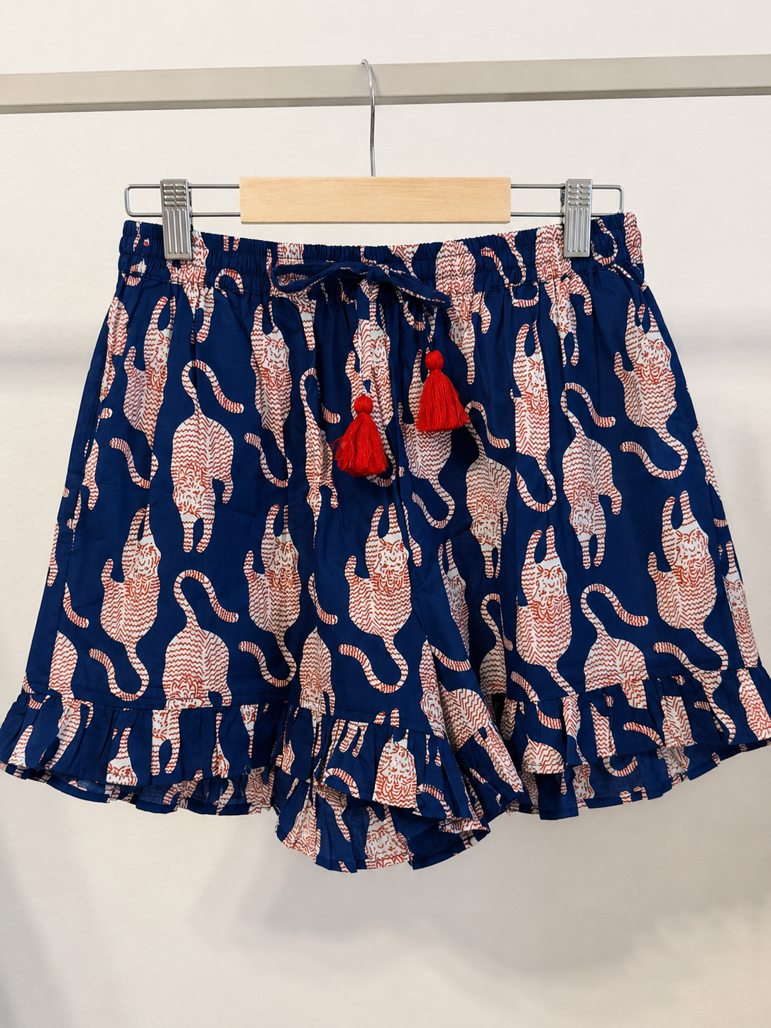 RUFFLE COTTON SHORTS TYGR MODRÝ