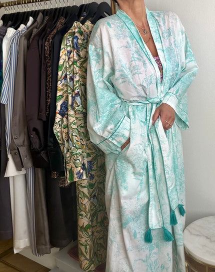 KIMONO DLOUHÉ PALMA ZELENKAVÁ
