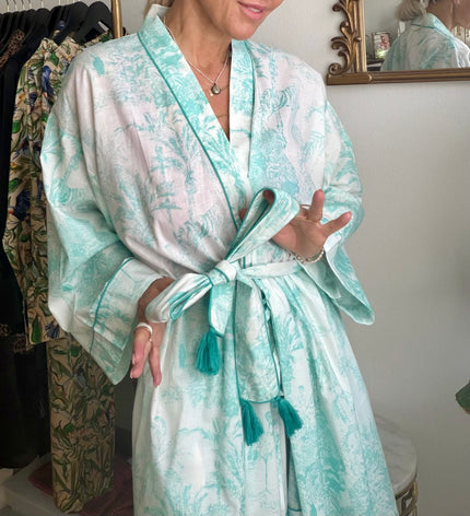 KIMONO DLOUHÉ PALMA ZELENKAVÁ