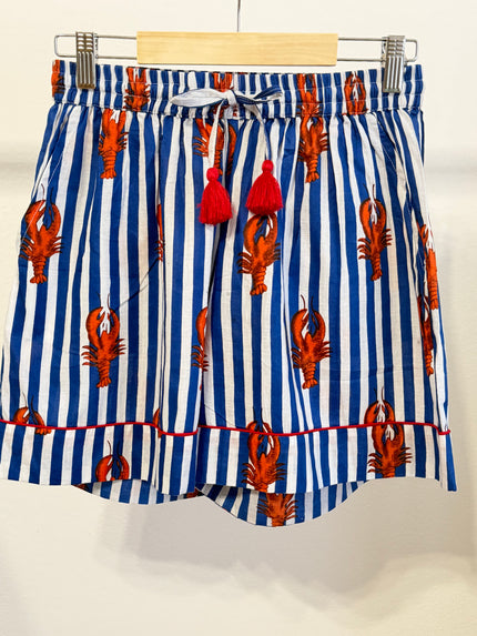 BOXY COTTON SHORTS HUMR PRUHOVANÝ SVĚTLE MODRÝ