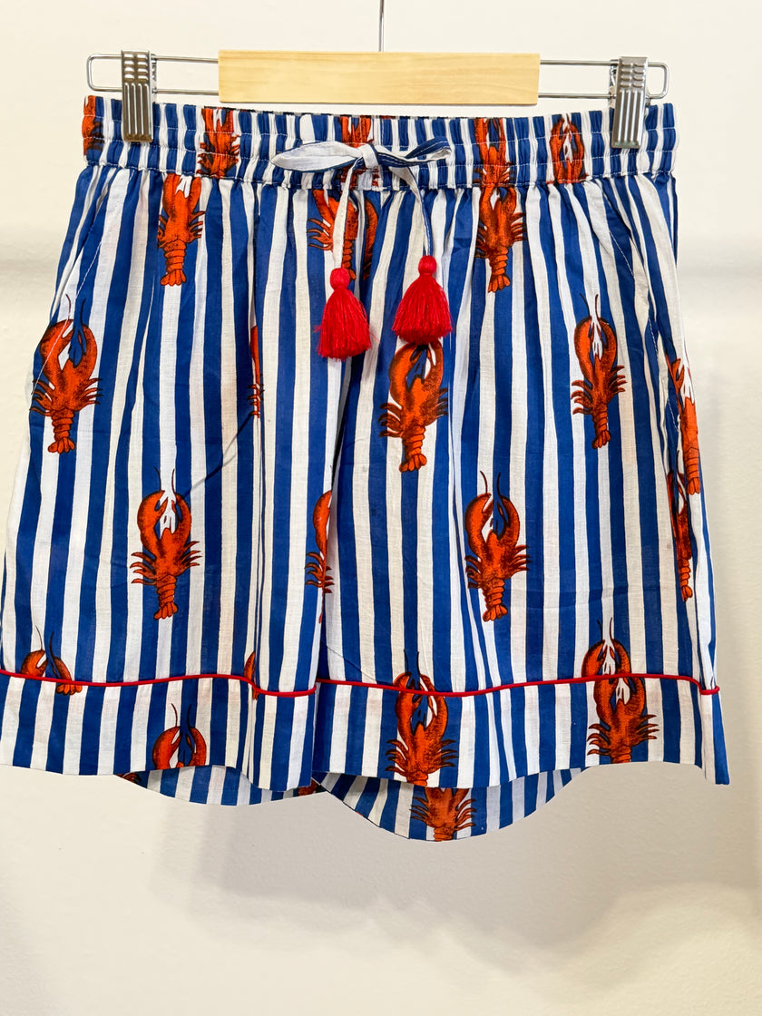 BOXY COTTON SHORTS HUMR PRUHOVANÝ SVĚTLE MODRÝ
