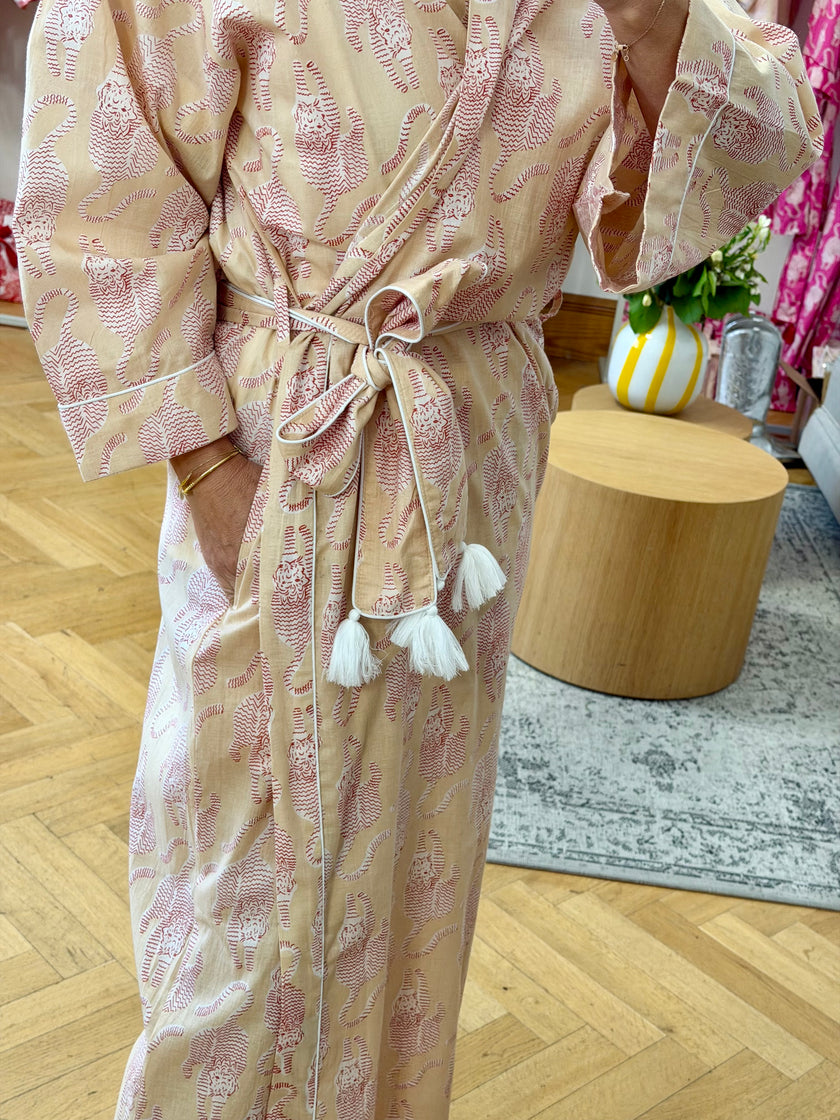 KIMONO DLOUHÉ TYGR BÉŽOVÝ