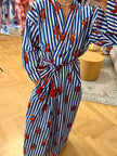 KIMONO DLOUHÉ HUMR PRUHOVANÝ SVĚTLE MODRÝ