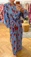 KIMONO DLOUHÉ HUMR PRUHOVANÝ SVĚTLE MODRÝ