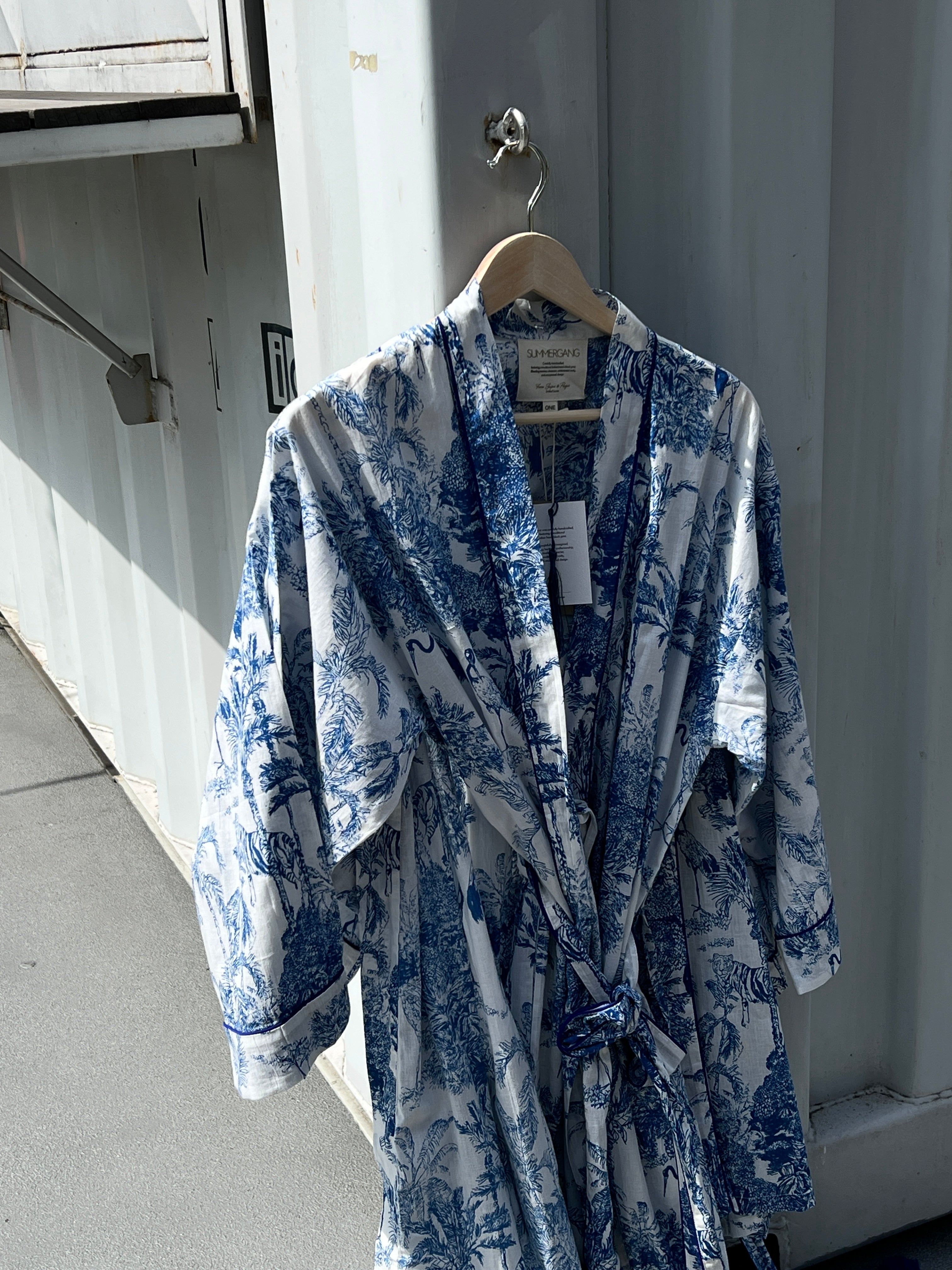 KIMONO KRÁTKÉ PALMA MODRÁ