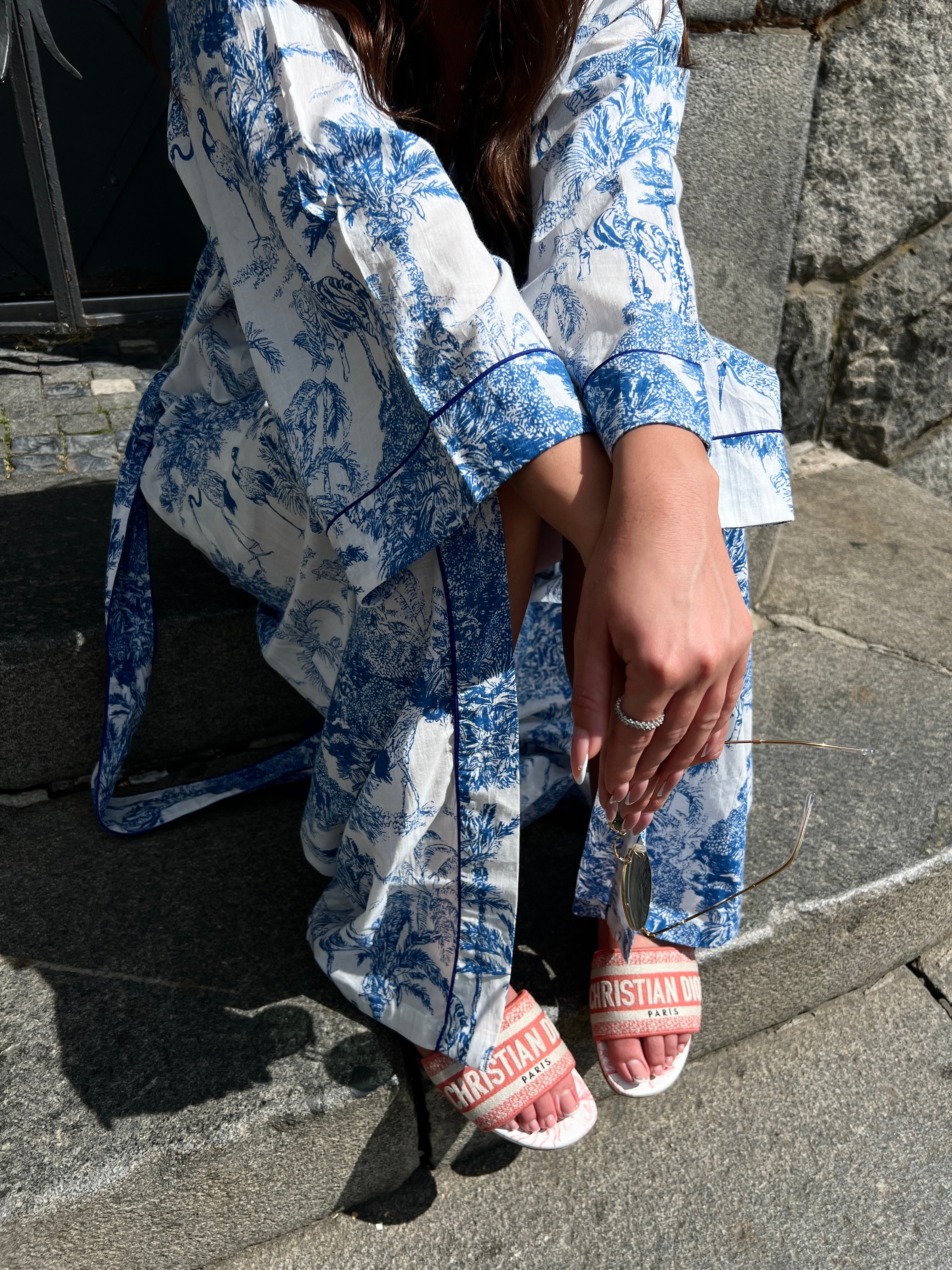 KIMONO DLOUHÉ PALMA MODRÁ