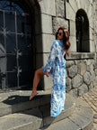 KIMONO DLOUHÉ PALMA MODRÁ
