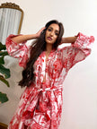 KIMONO DLOUHÉ PALMA ČERVENÁ