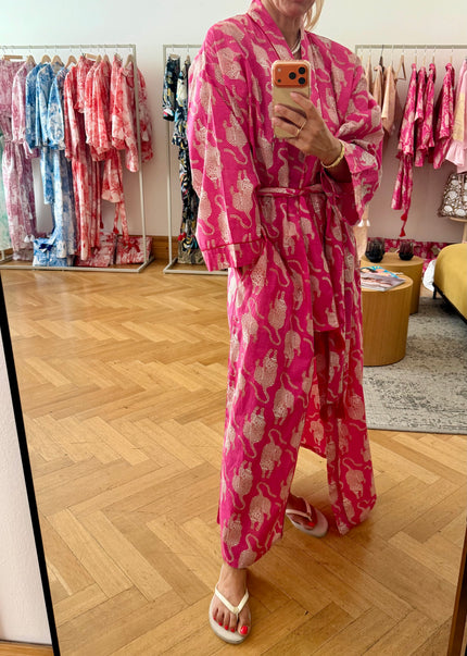 KIMONO DLOUHÉ TYGR RŮŽOVÝ