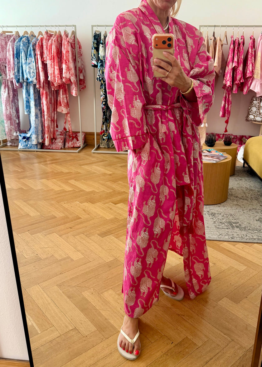 KIMONO DLOUHÉ TYGR RŮŽOVÝ